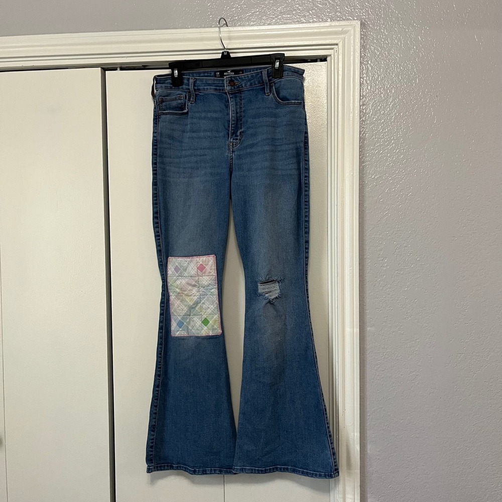 Hollister High-Rise Vintage Flare Jeans Patched Distressed Denim Women's W31 L32